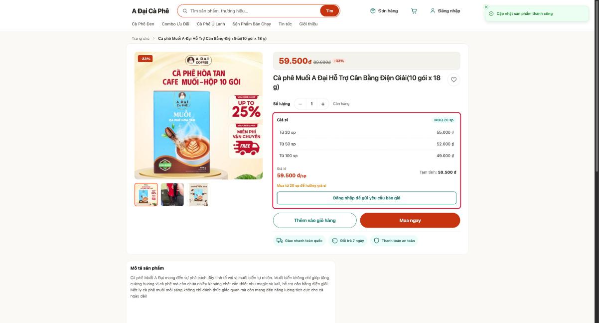 Khối giá sỉ trên trang sản phẩm
